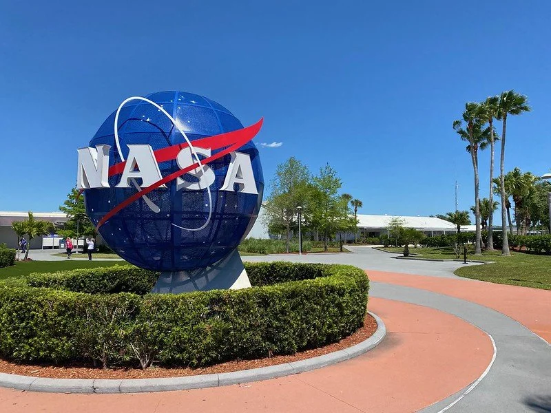 Il logo della Nasa al Kennedy Space Center di Cape Canaveral (Florida, USA)