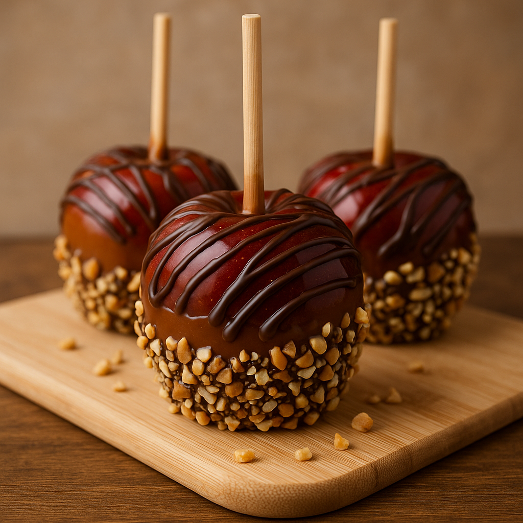 Caramel Drizzle with Chocolate & Nuts Candy Apples