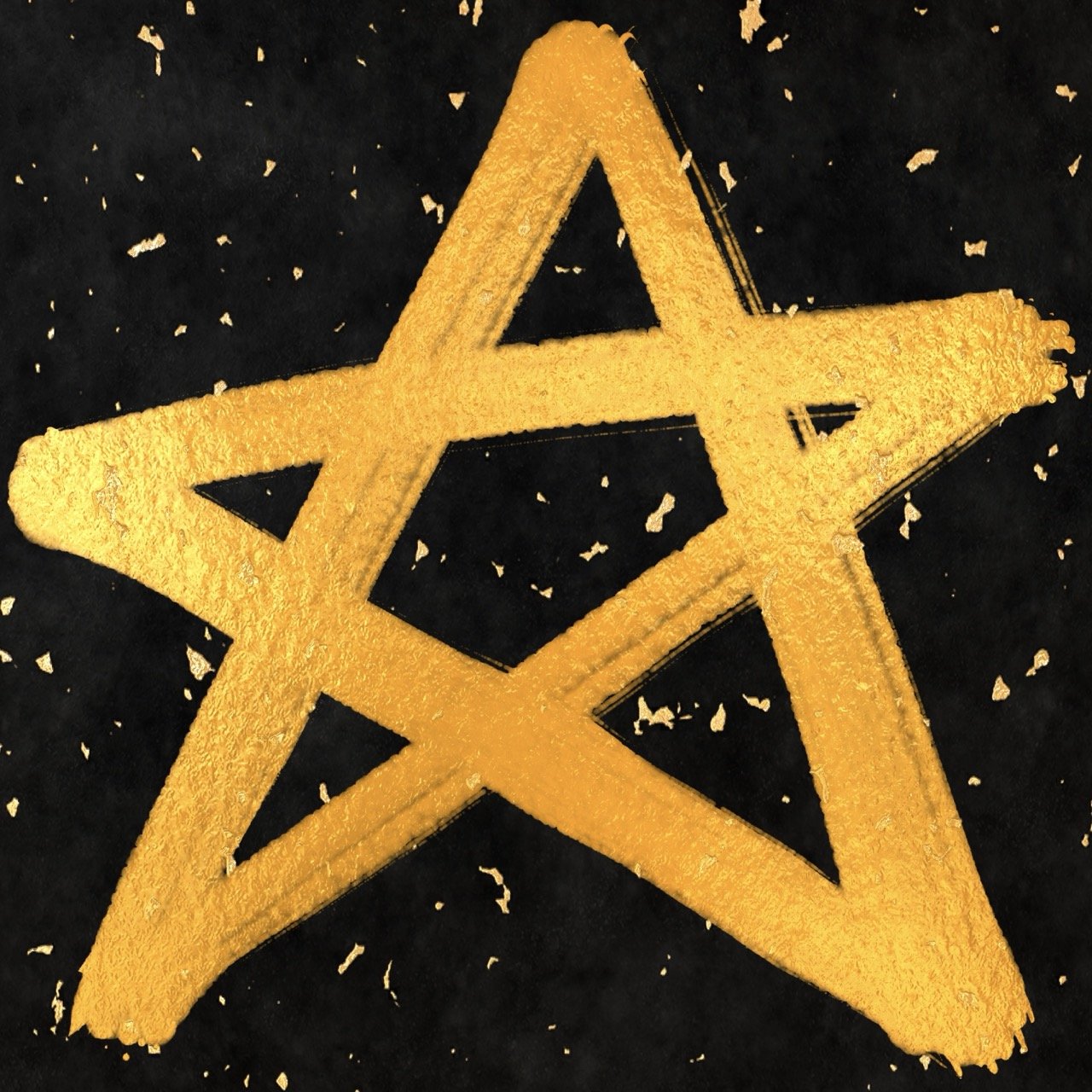 Painted golden five-pointed star symbolizing The Wizard of Wyrd's Runic Divination offering. (Copy)