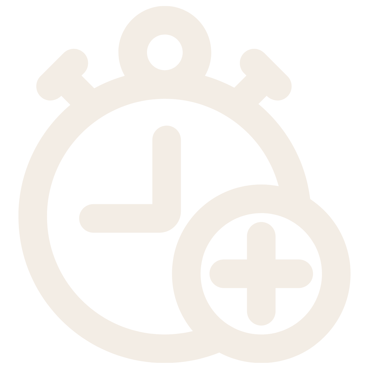 Icon of a clock with a plus sign, representing time addition or extended time.