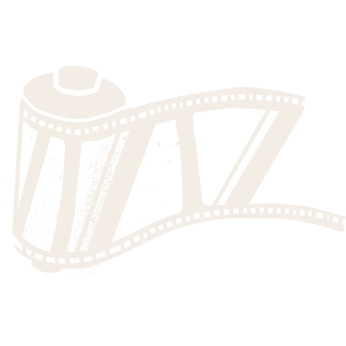 Illustration of a vintage film camera with a filmstrip coming out from the top on a black background.