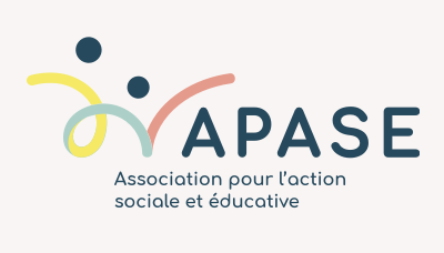 Logo de l'APASE avec des formes colorées et du texte indiquant l'association pour l'action sociale et éducative.