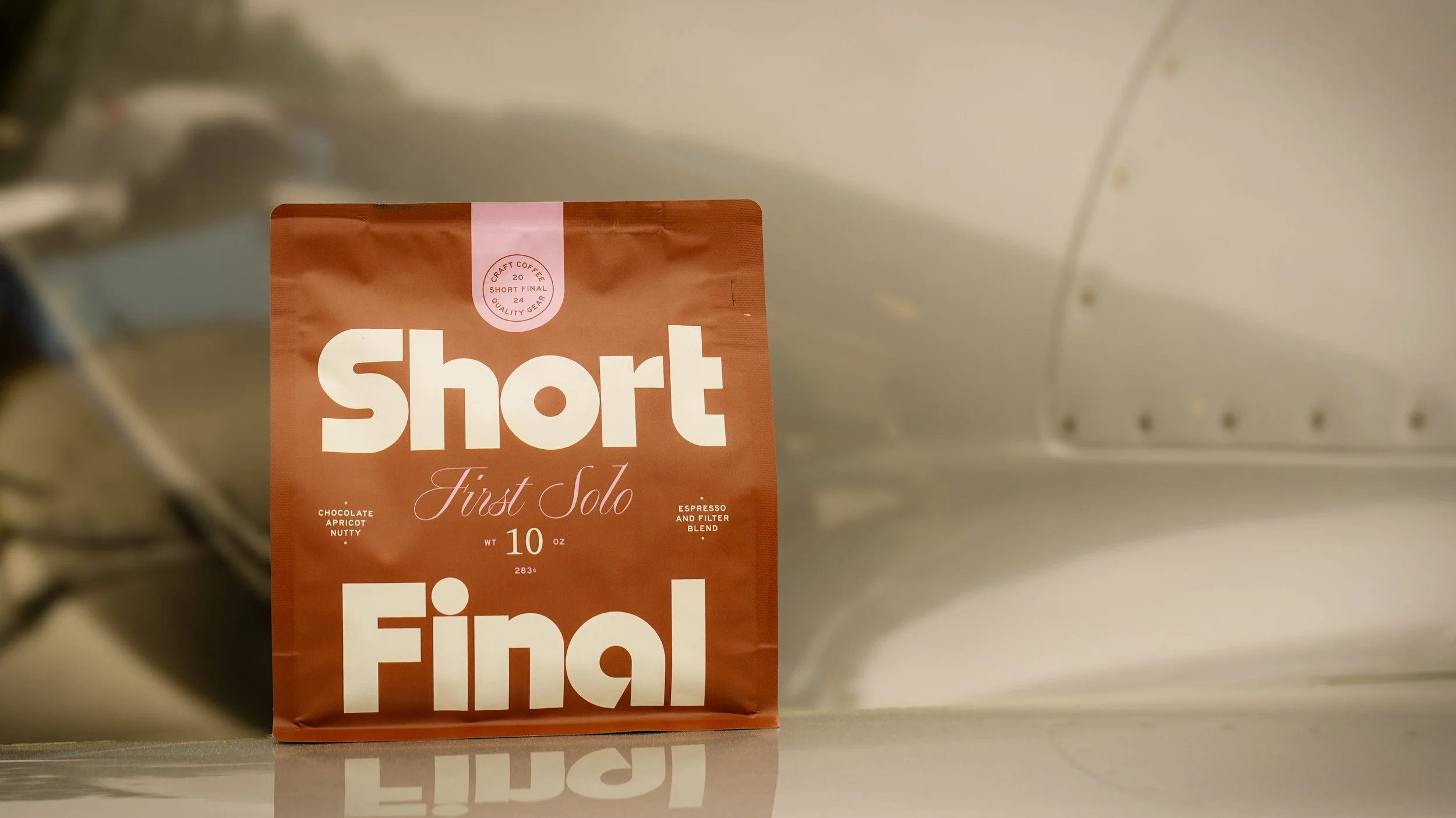 A bag of coffee 'Short Final', 'First Solo' Elevated coffee brand, bag of coffee for sale