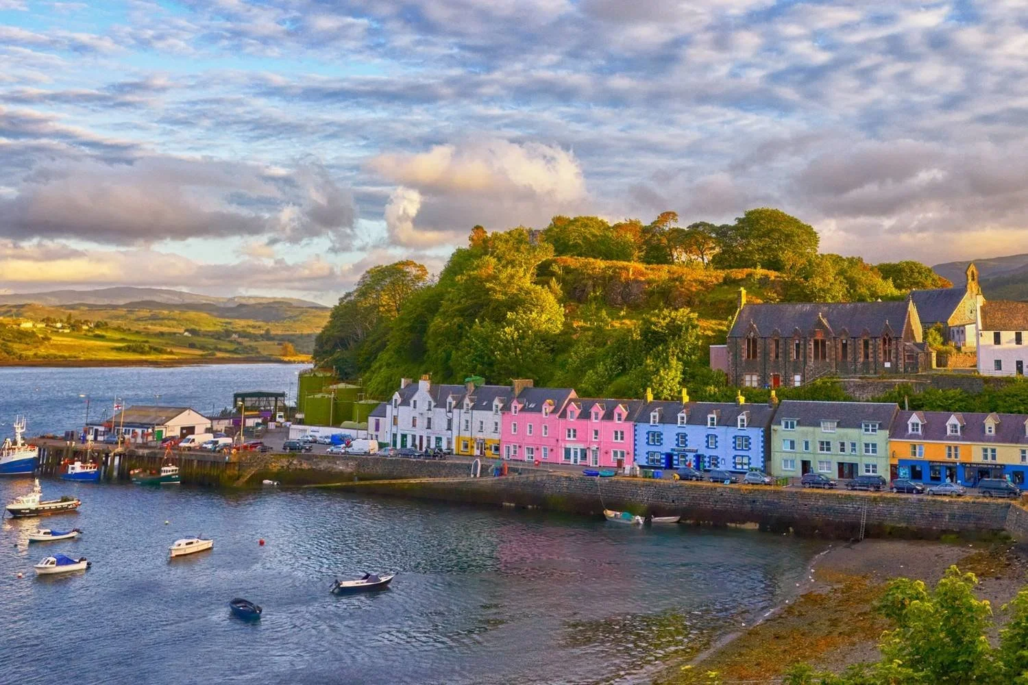 Campervan hire Inverness and Portree, the Scottish Highlands town with cute painted cottages.