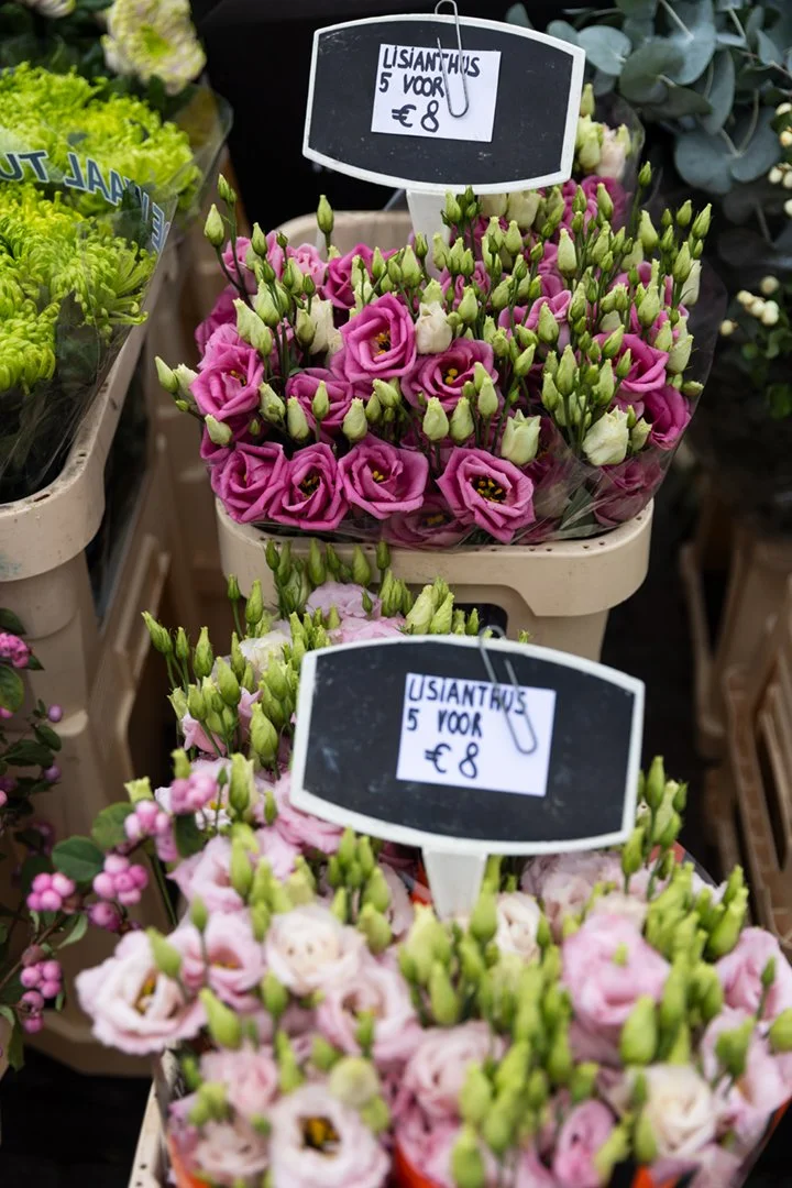 Flowers for sale at the weekly market in Bruges