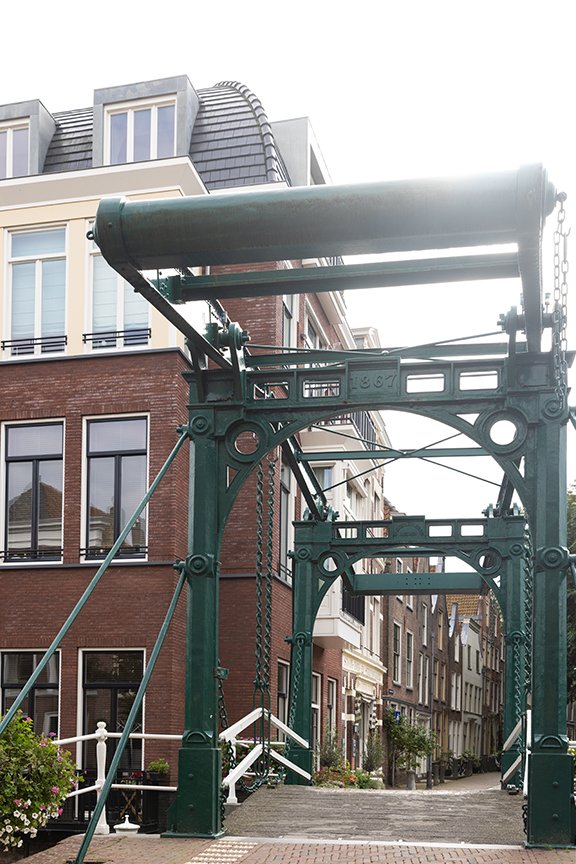 Kerkbrug drawbridge in Leiden, Netherlands