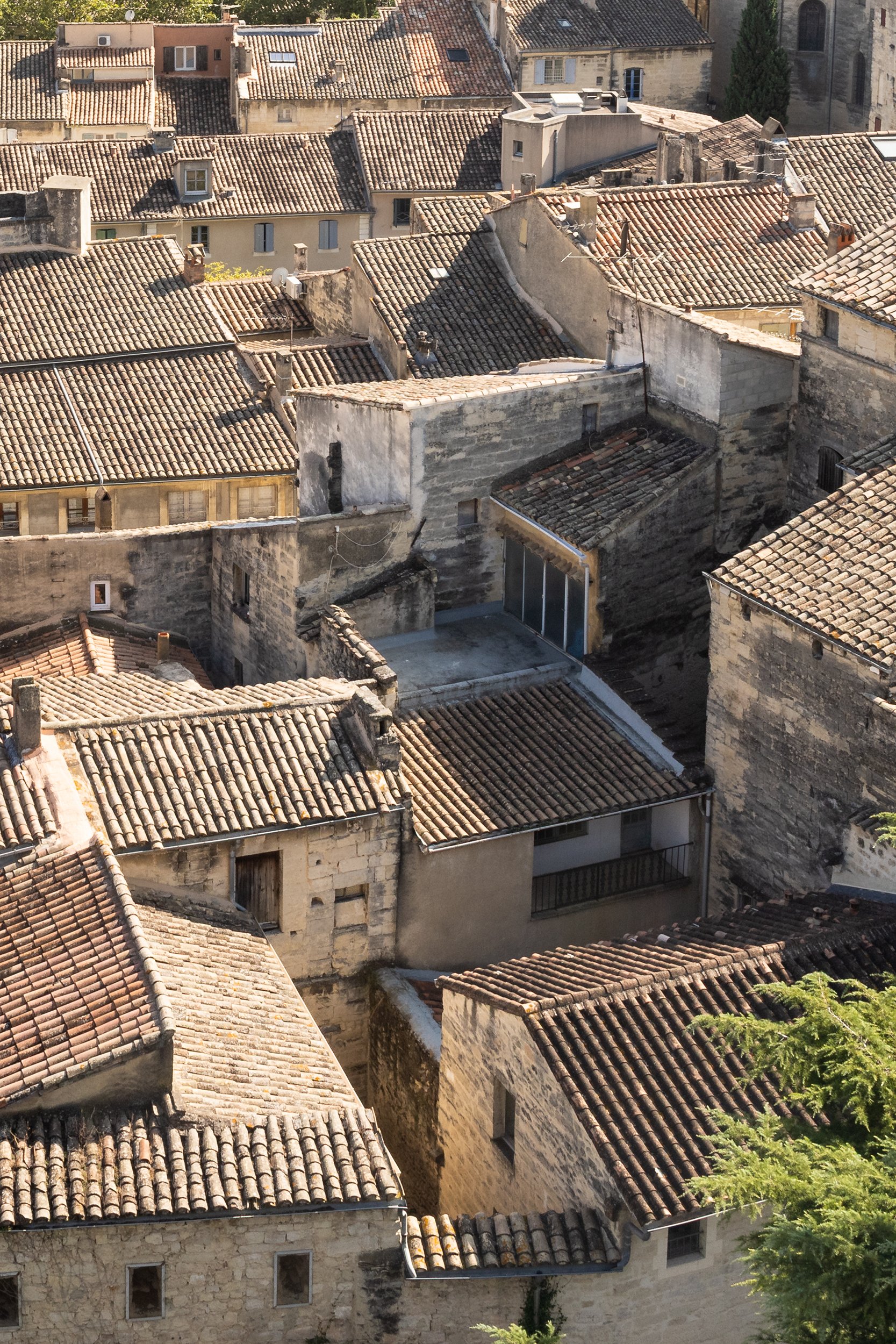 Tile rooftop view from the King’s Tower, Uzes, France