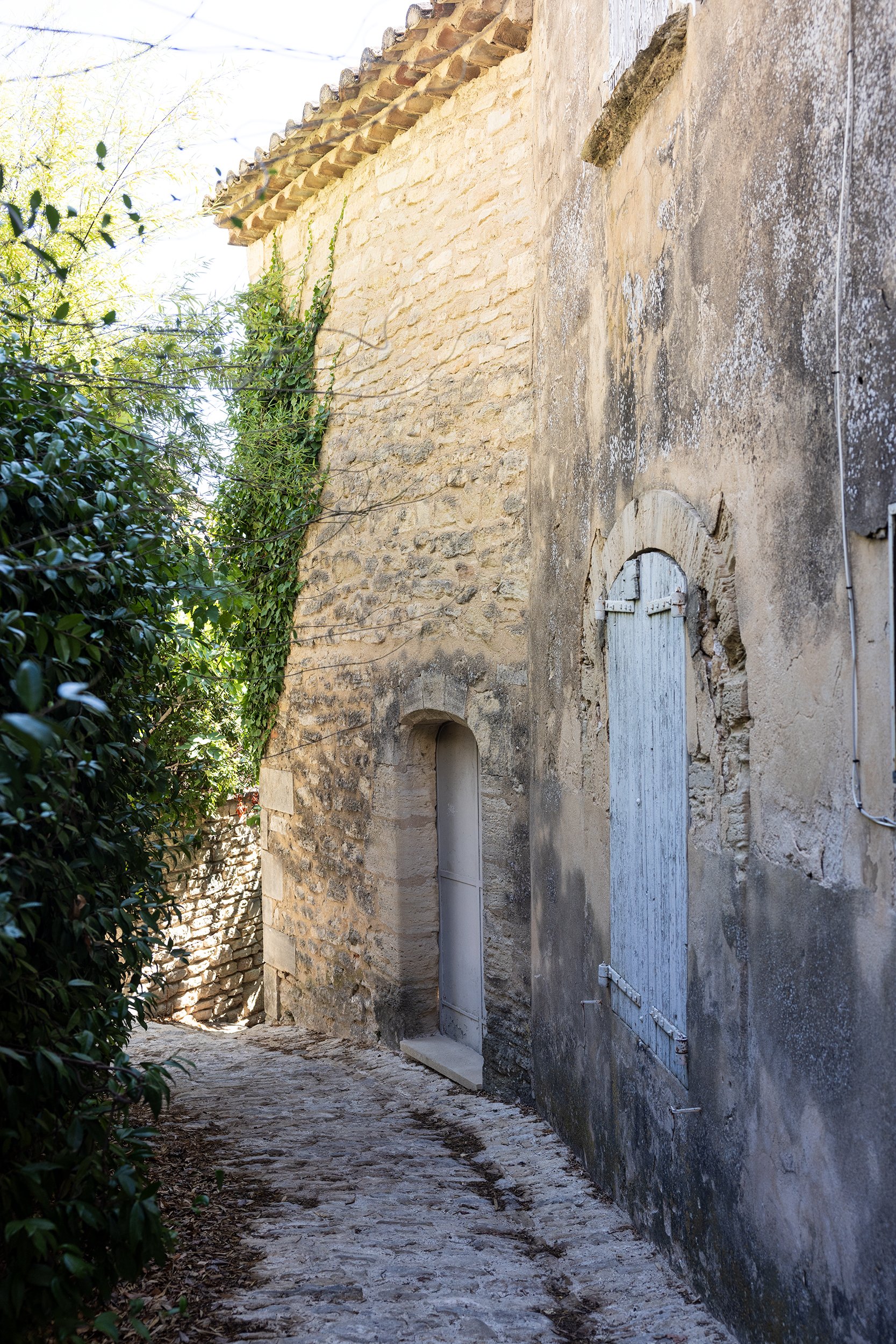 Cobblestone street in Gordes, France