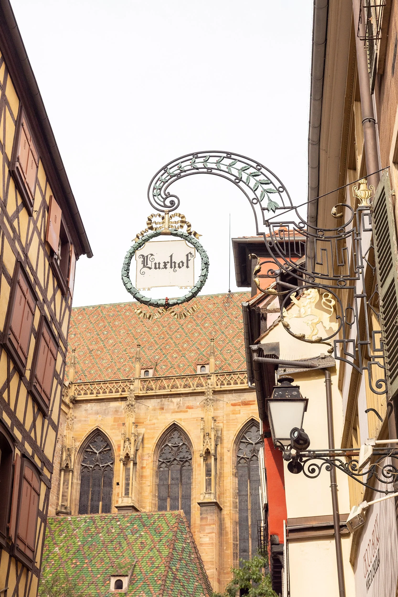 Rue Mercière and Saint Martin's Collegiate Church, Colmar, France