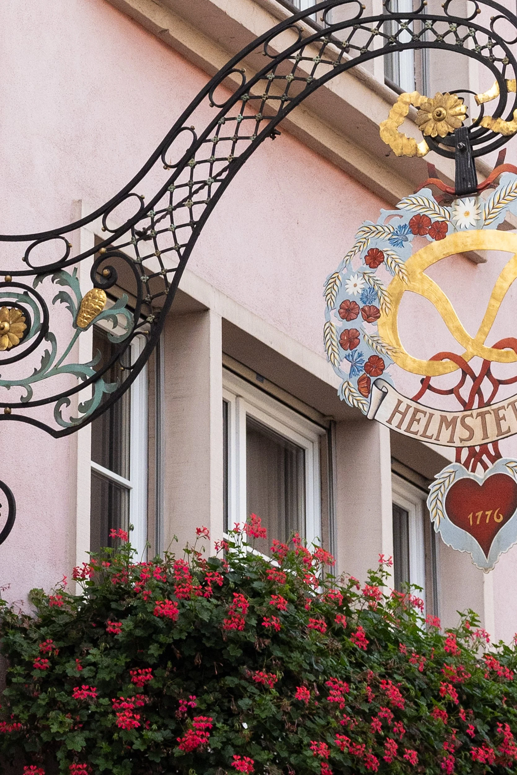Wrought iron guild sign for the former Helmstetter bakery/patisserie on Rue des Serruriers, Colmar