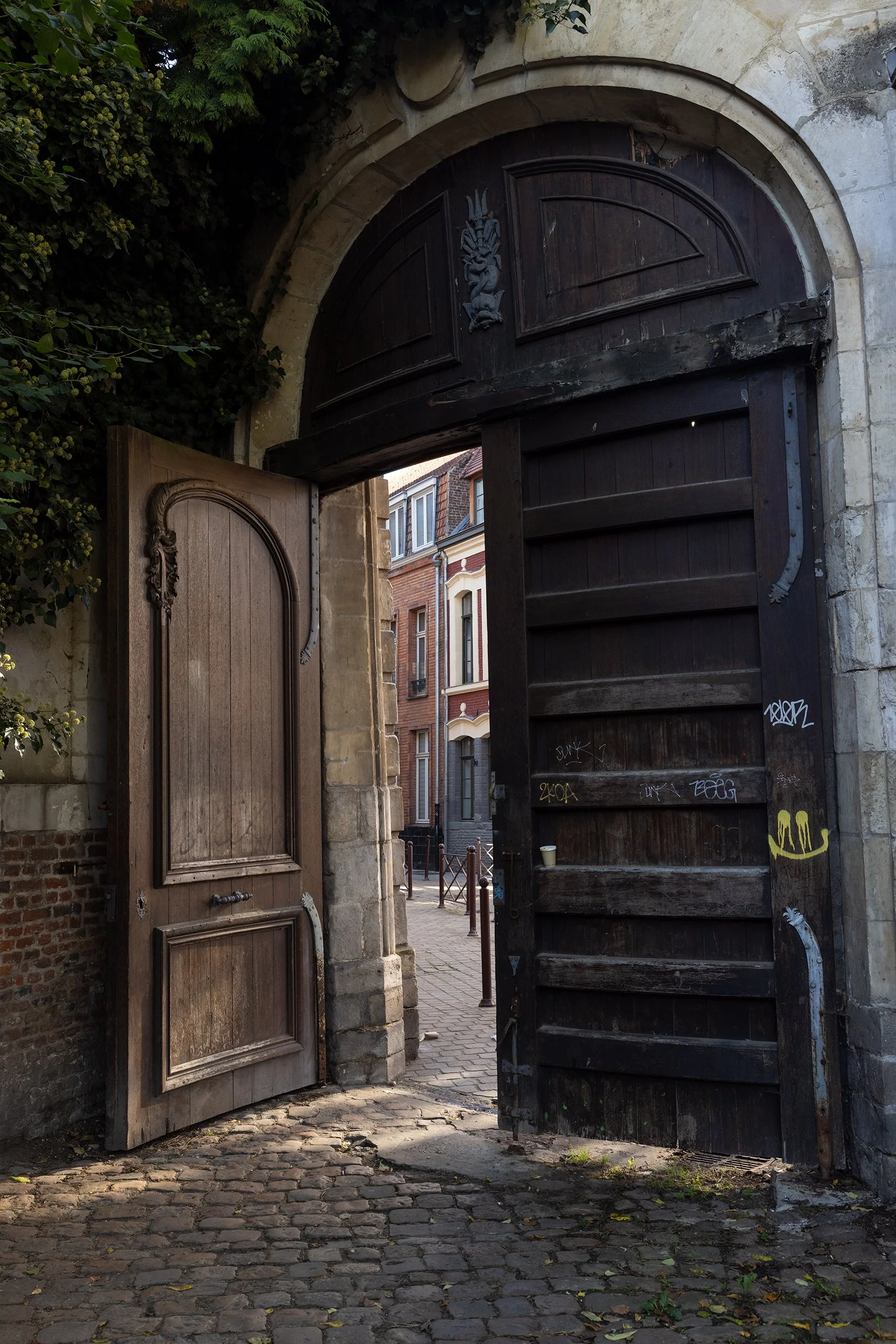 Door at the Jardin de l'Abbaye de Loos, Lille, France