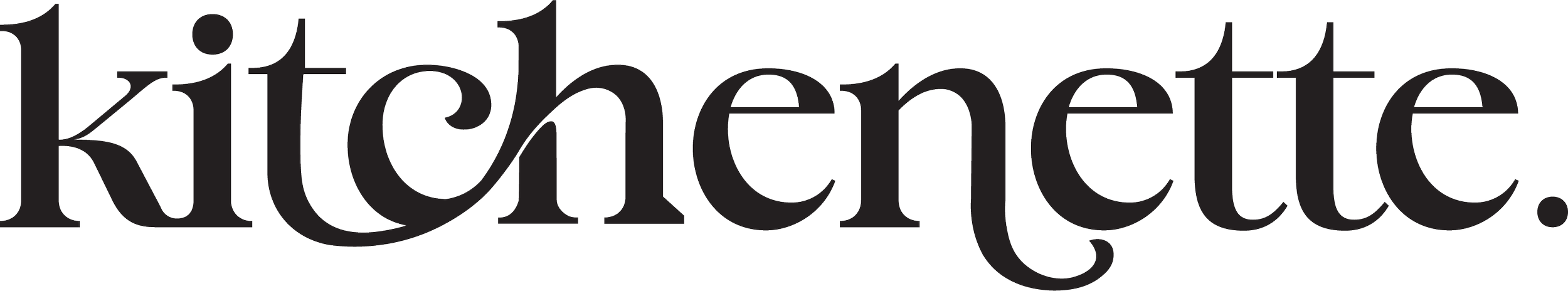 The word "kitchente" written in large, black, cursive font.