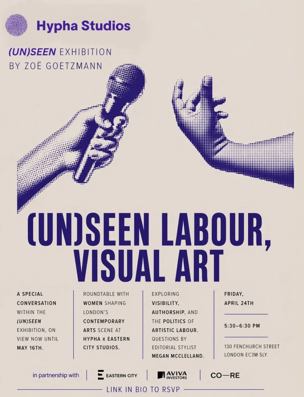 Join me this Friday as I share some insights into my practice and journey as an artist alongside some other fantastic women artists. This talk runs alongside the (Un)Seen exhibition curated by @byzoesera in the Hypha X Eastern City Studios at 130 Fen