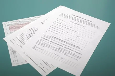 Medical records and authorization forms at The Clinic at Glen Rose in Glen Rose, TX