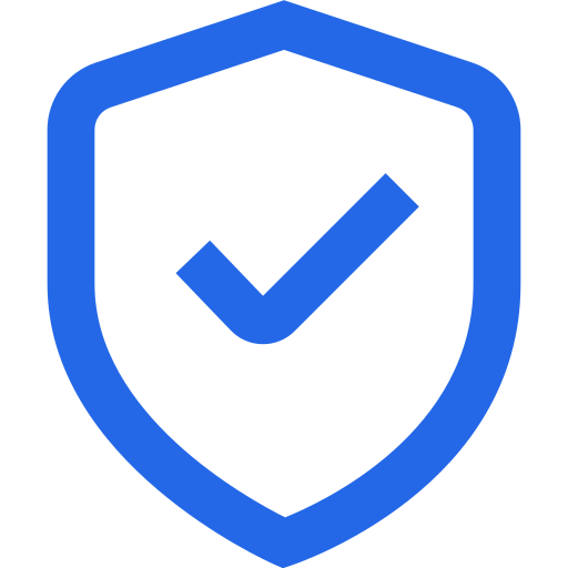 A blue shield icon with a check mark inside.
