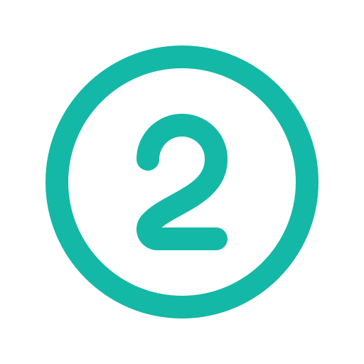 Number 2 inside a teal circle on a black background.