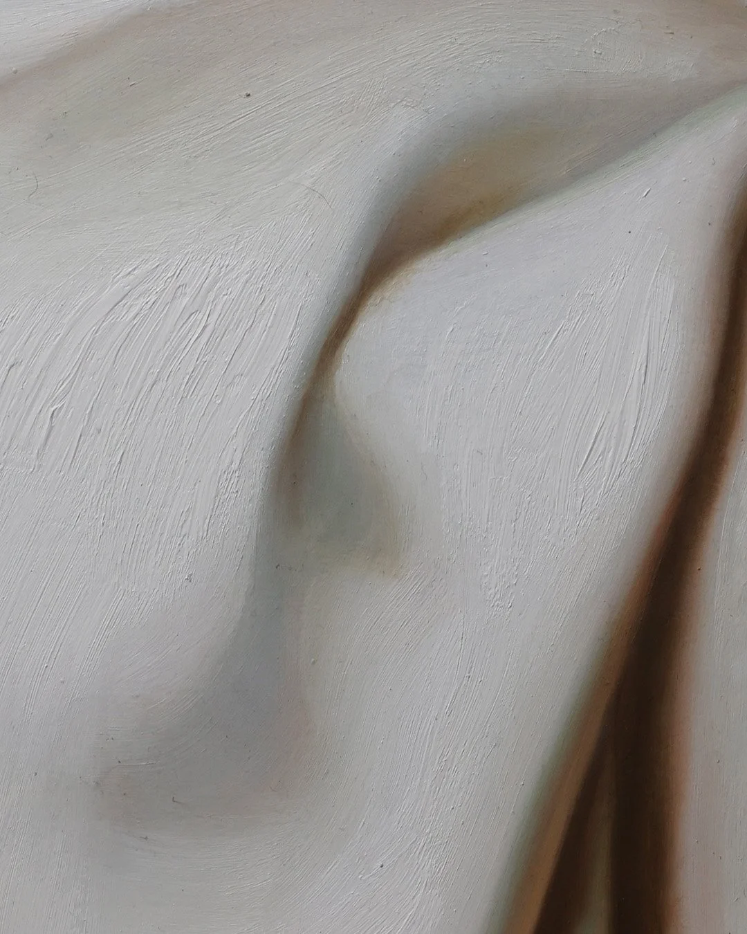 Tereza Barnard, you shouldn't have series, detail of texture on painting of a fabric in oil on plexiglass