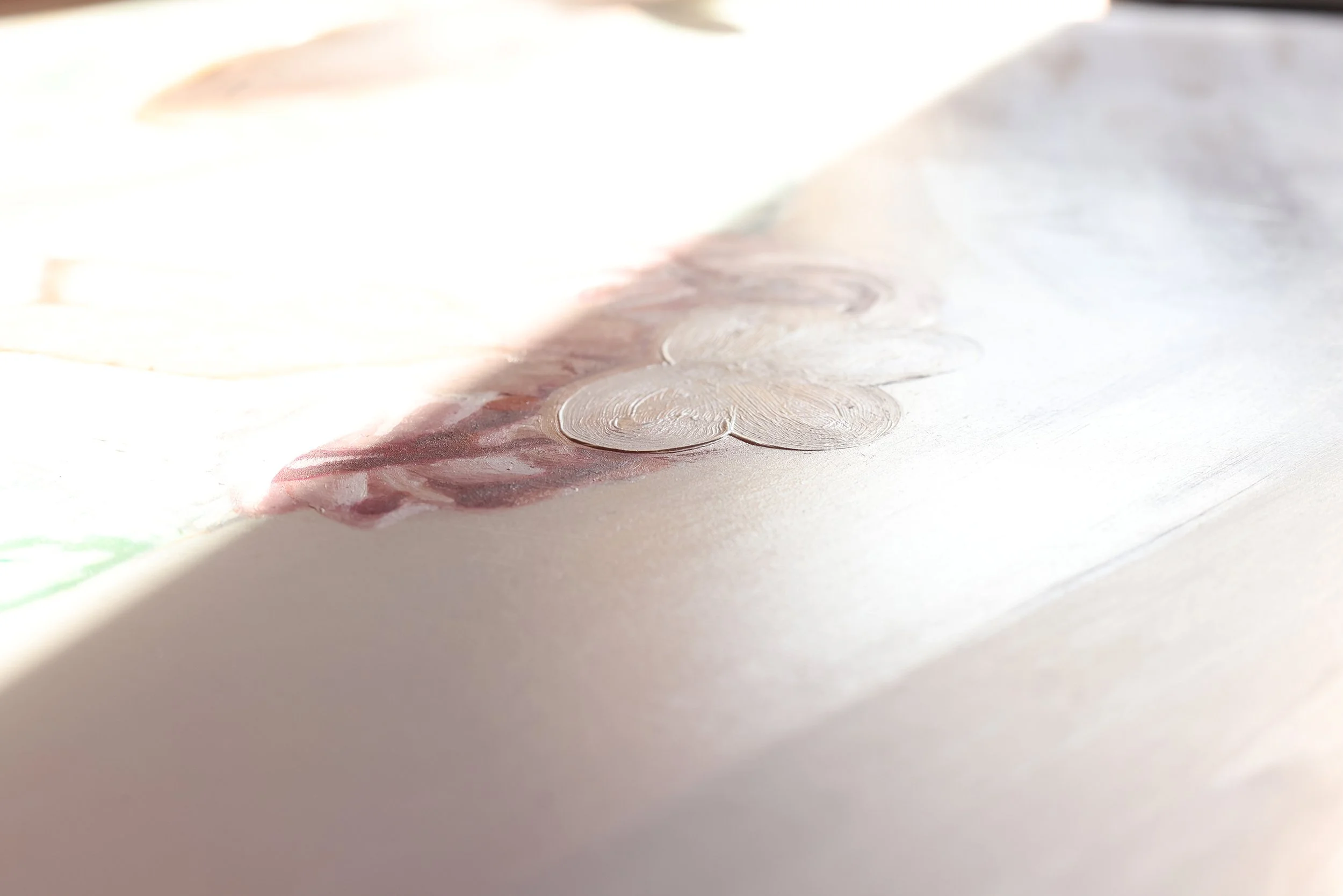 Knife Skills, oil painting by Tereza Barnard,visible painting texture on petals on a cupcake