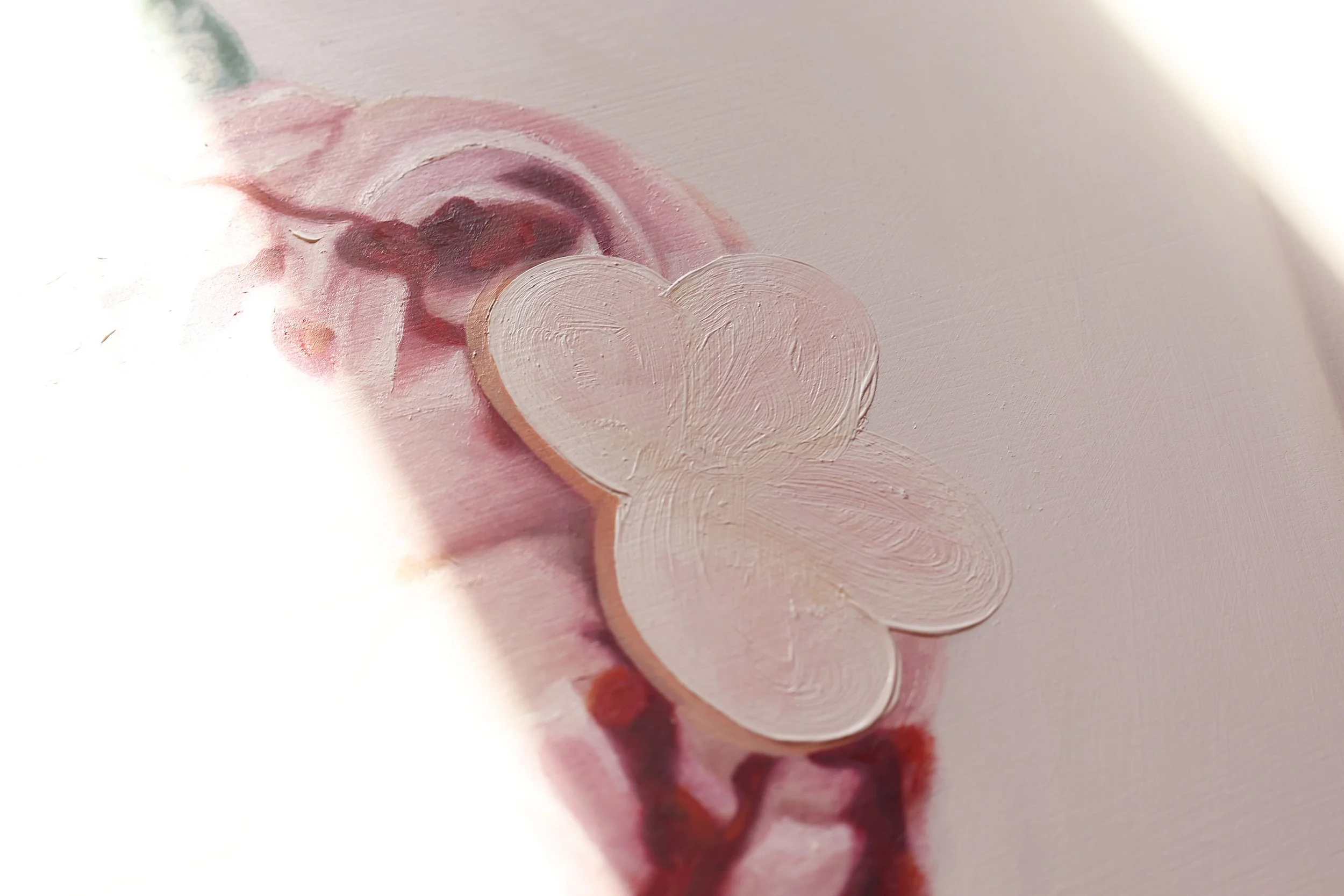 Knife Skills, oil painting by Tereza Barnard, painting texture on petals on a cupcake