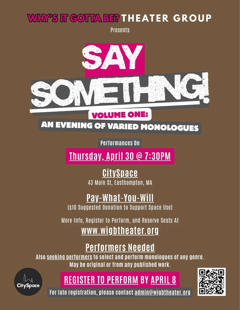 Say Something! Volume One: An Evening of Varied Monologues