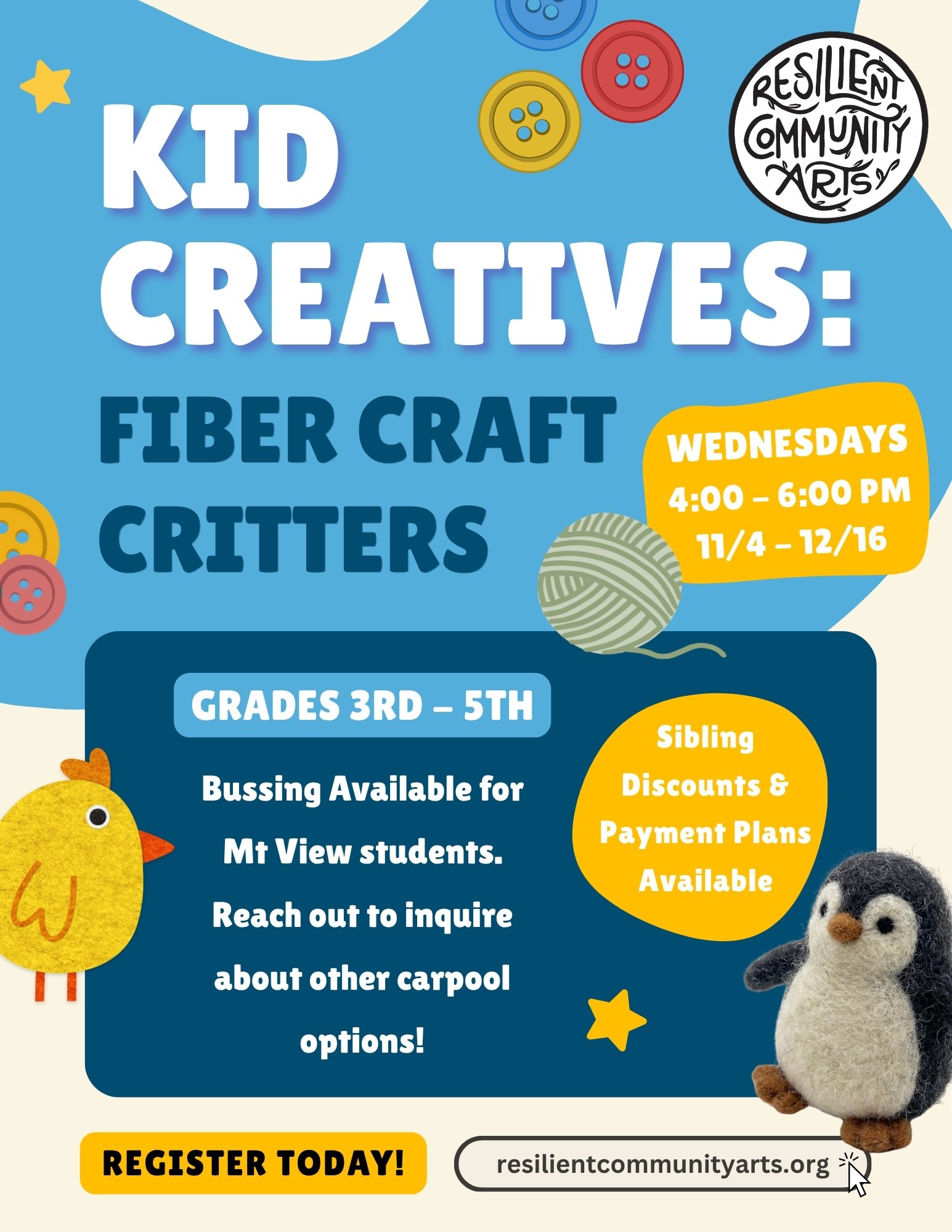 Kid Creatives: Fiber Craft Critters