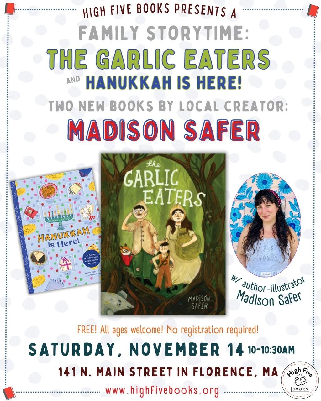 STORYTIME: 'The Garlic Eaters' and 'Hanukkah is Here' with Madison Safer