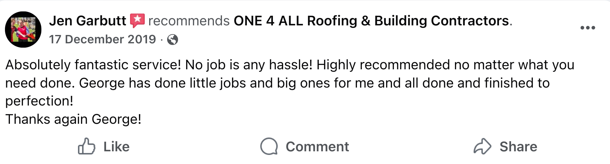 Absolutely fantastic service! No job is any hassle! Highly recommended no matter what you need done. George has done little jobs and big ones for me and all done and finished to perfection!  Thanks again George!
