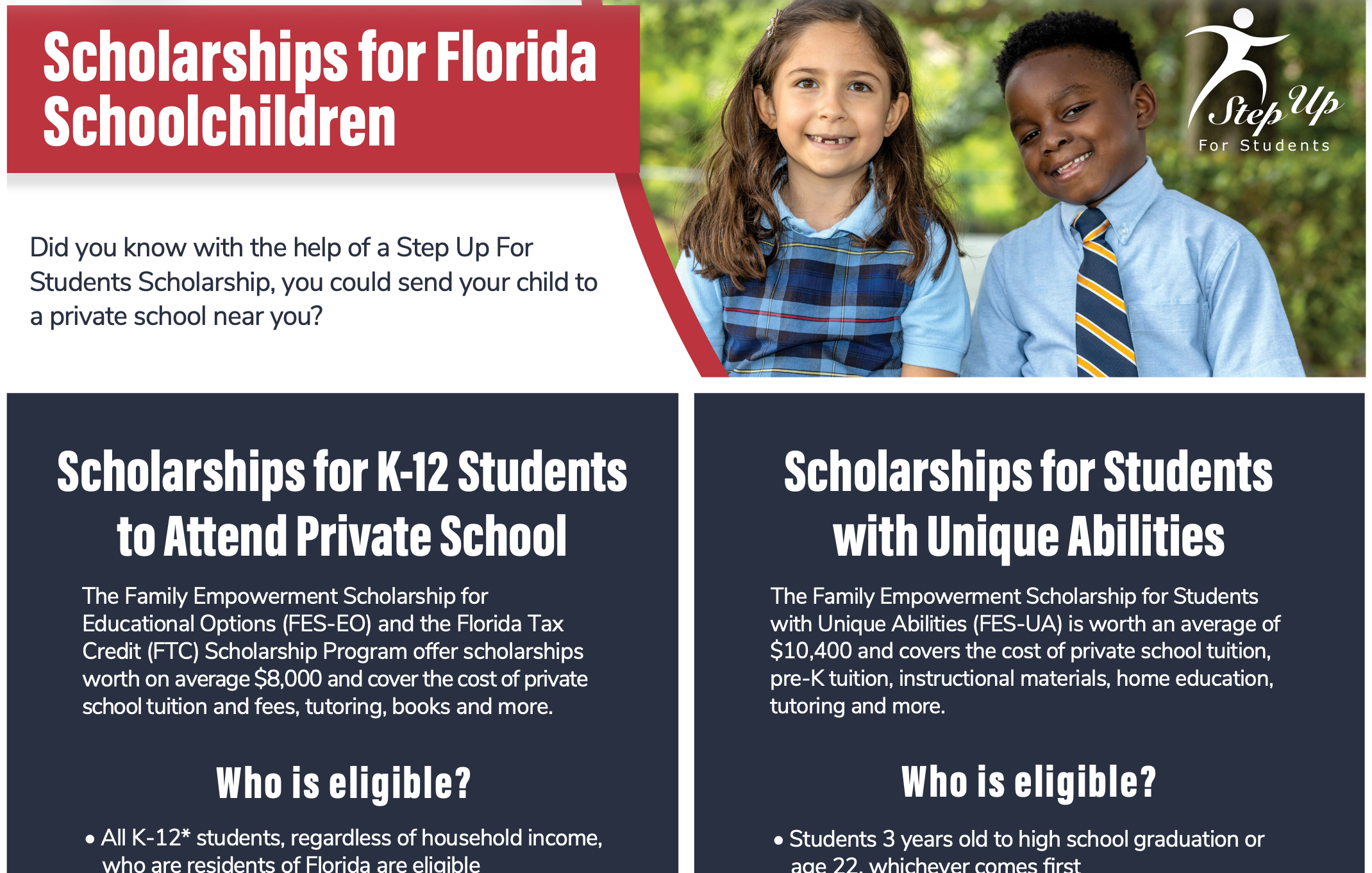 Step Up For Students Scholarship Information Flyer