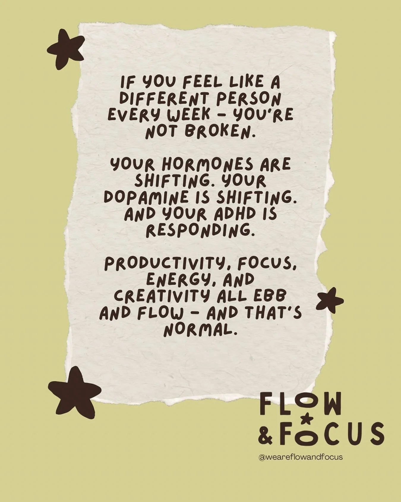 🧠✨ If you feel like a completely different person every week - you&rsquo;re not broken.

Your hormones are shifting.
Your dopamine is shifting.
And your ADHD is responding.

This is why motivation, focus, and energy feel like they&rsquo;re constantl