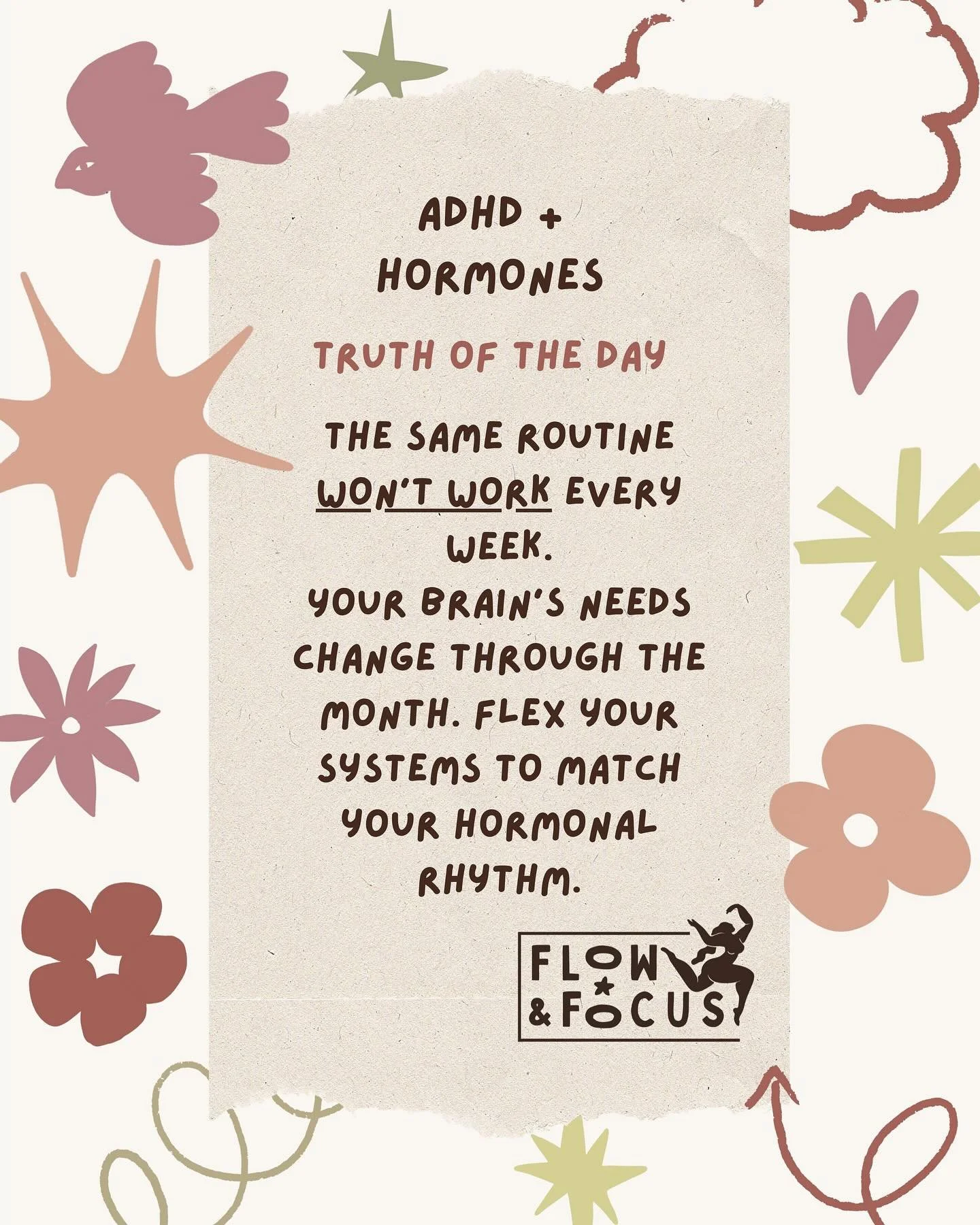 Your cycle and ADHD both shape your focus - but no one teaches you how to work with them.
That&rsquo;s why I made Flow &amp; Focus 🌿
#adhdtracker #cycletracker #adhdwomen #adhdawareness #flowandfocus
