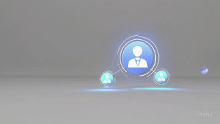 Digital illustration of a person connected to three others in a network.