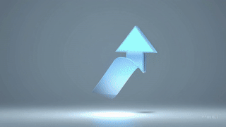 An arrow pointing upward on a digital background.
