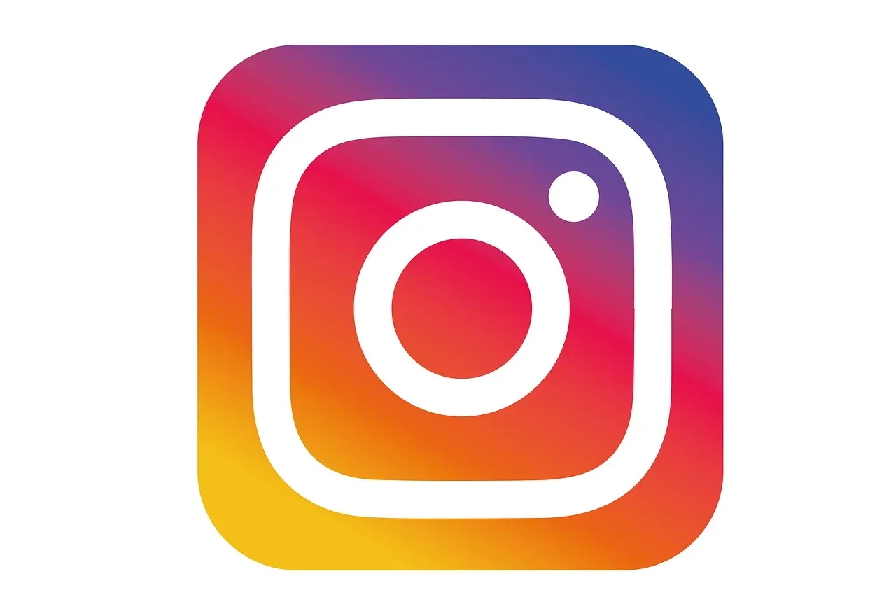 Logo d'Instagram avec un dégradé de couleurs allant du jaune à l'orange, rouge, violet et bleu.