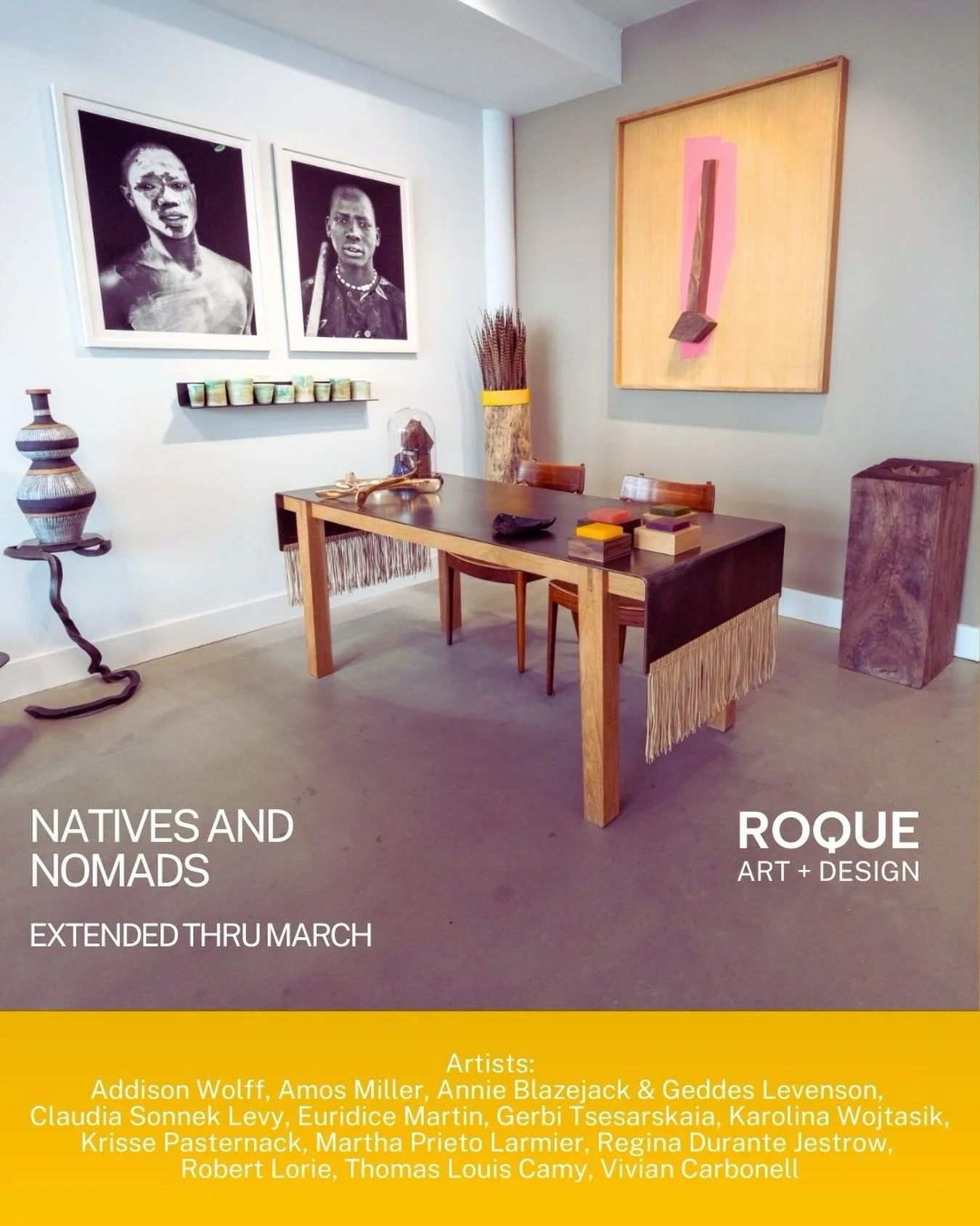 Natives and Nomads
Extended Thru March

@kw__photo 
@claudiasonneklevy 
@claybymartha 
@brohomiebabybroholdmebaby 
@carbonelldesign 
@reginajestrow 
@addison_wolff 
@amoslmiller 
@kmpasternack 
@annieandgeddes 
@gerbitsesarskaia 
@give_tykhe 
@amlove