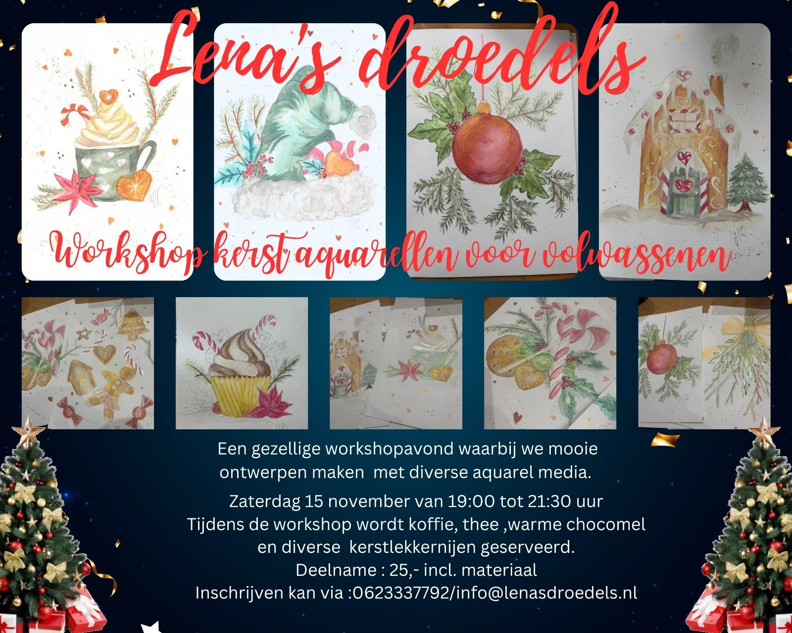 Kerst aquarellen voor volwassenen