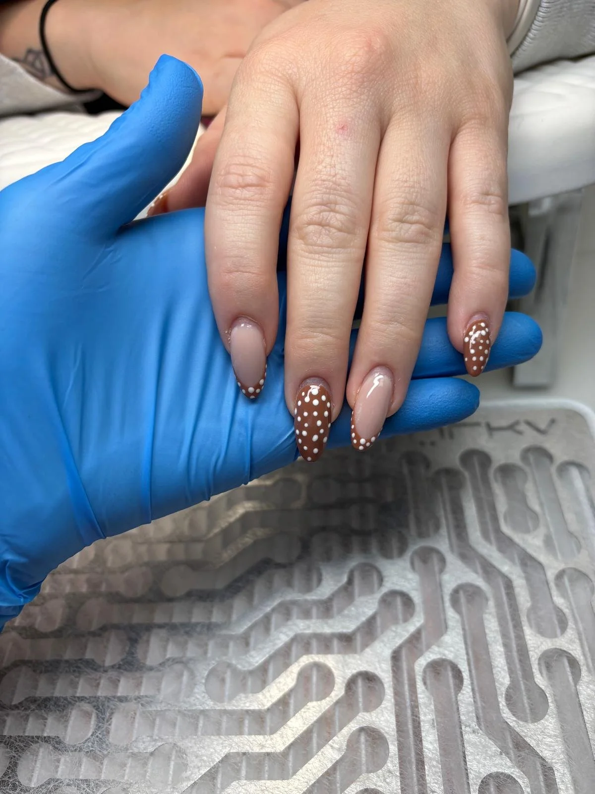 Progressive structural balance Russian hard gel manicure showing improved nail growth and cuticle recovery in Richmond Virginia