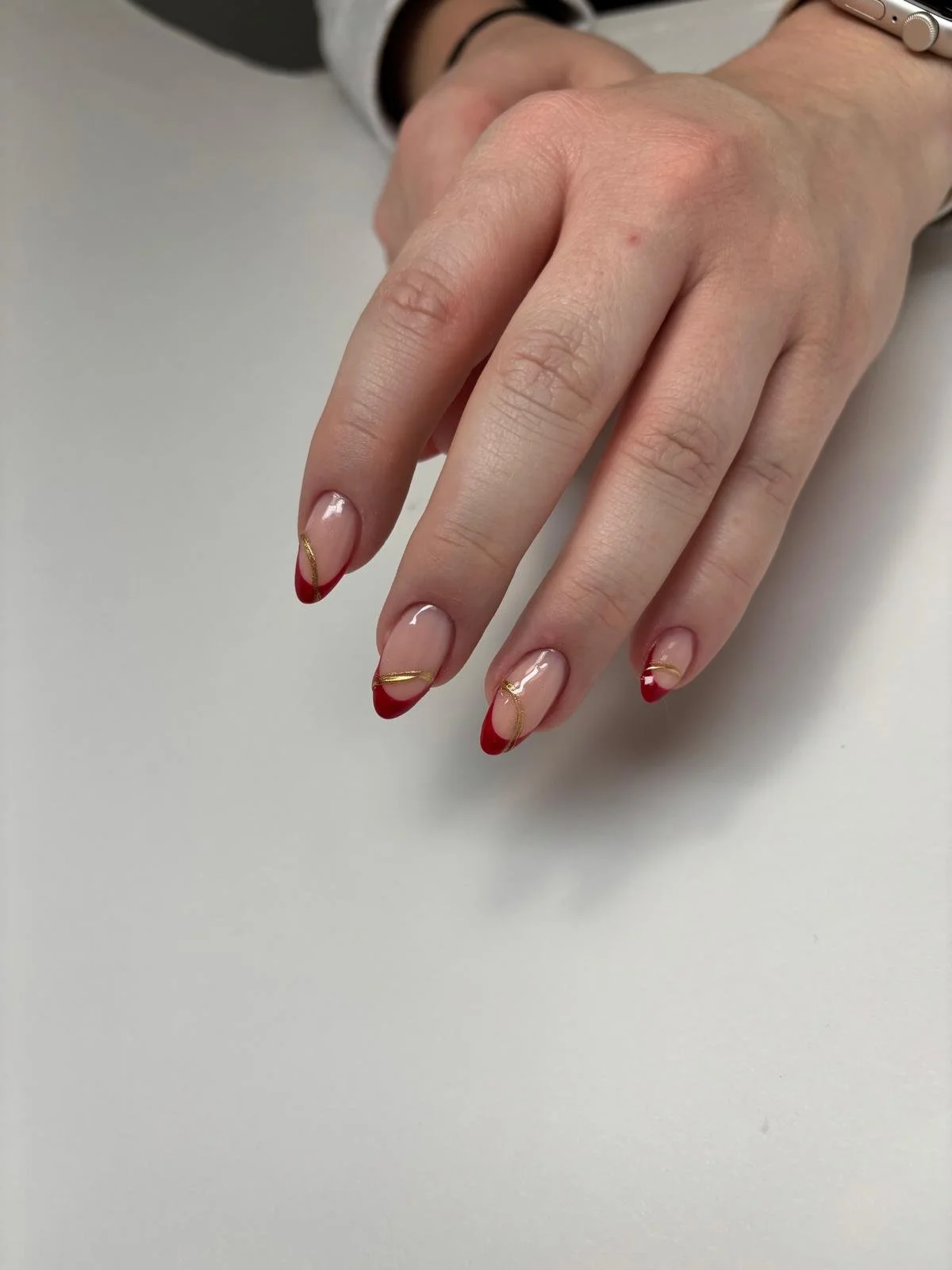 Natural almond shape hard gel manicure restoration showing balanced structure and healthy nail growth in Richmond Virginia