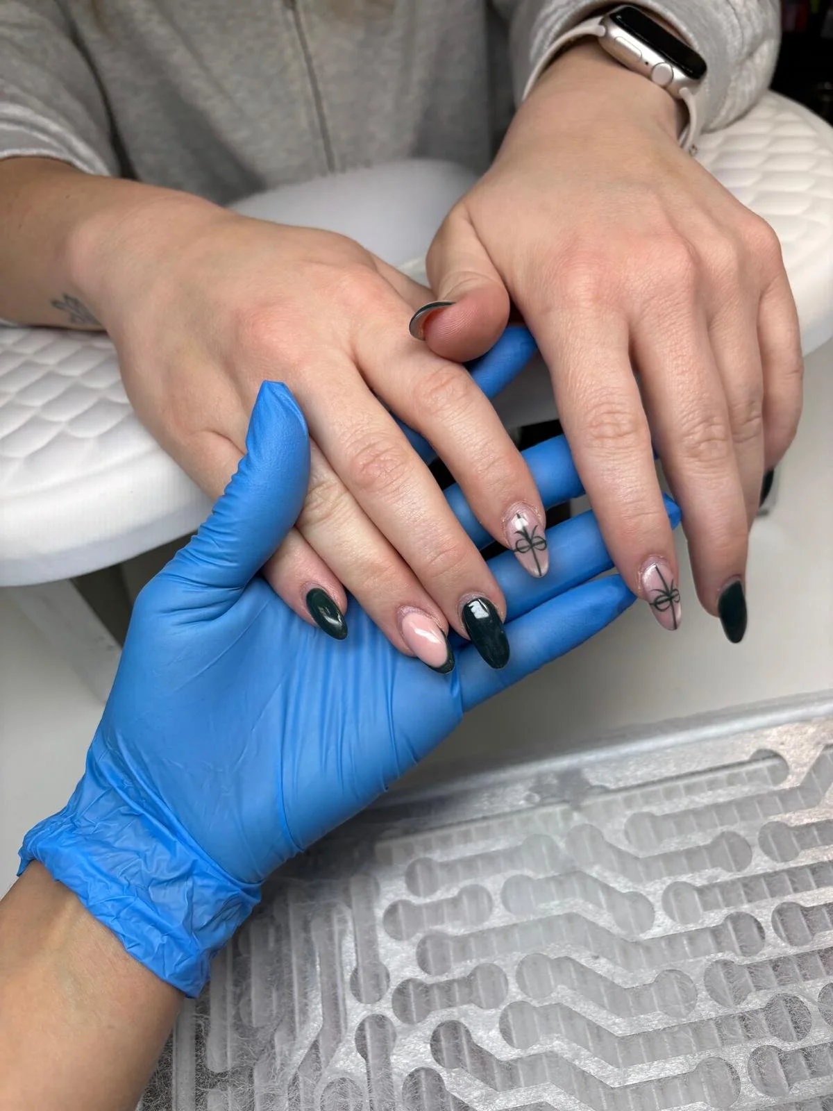 Russian manicure structural restoration progress showing healthy nail growth and restored cuticle condition in Richmond Virginia