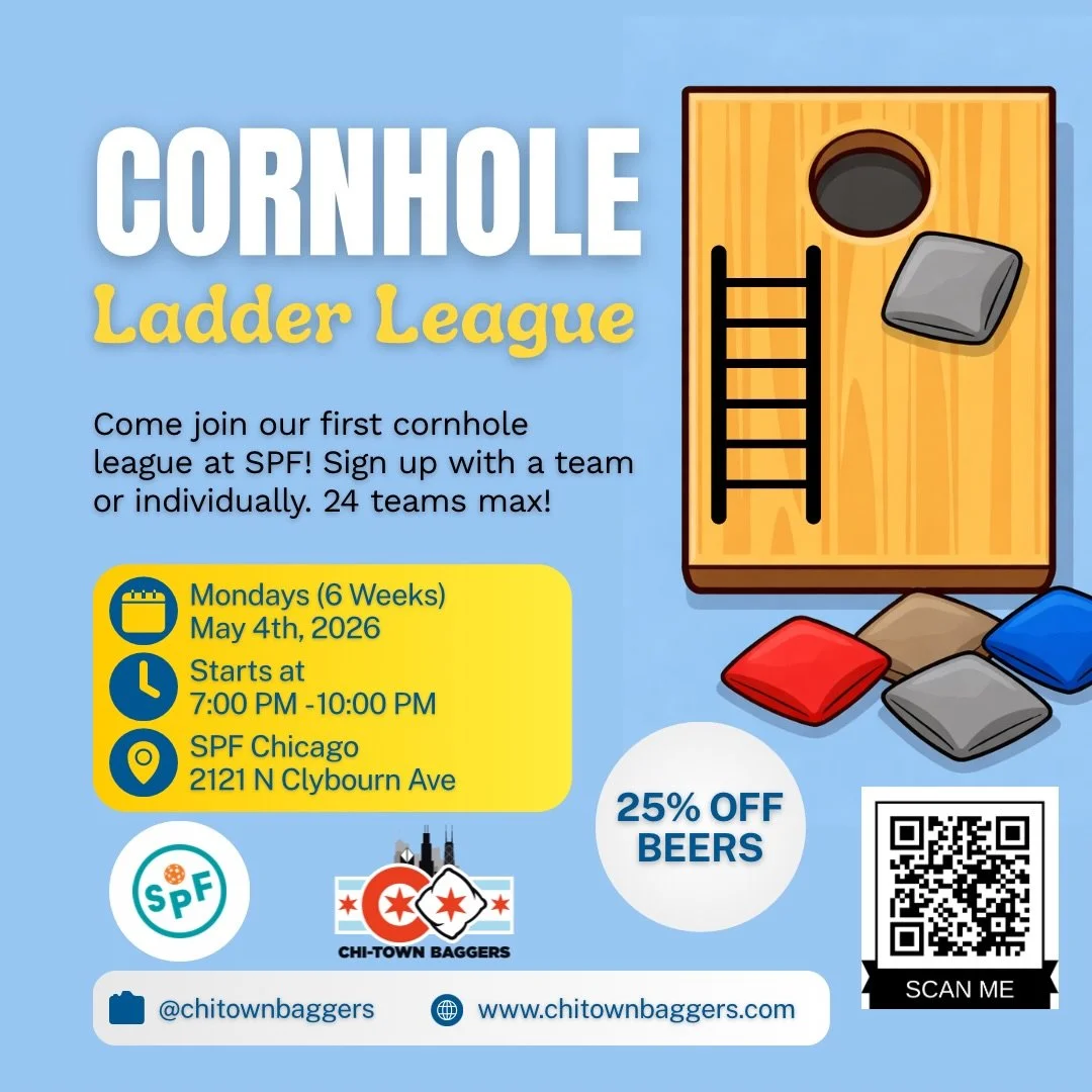Chicago's first ever ladder league! We are super excited to announce this new league format at a new location - SPF in Lincoln Park. Monday nights starting May 4th. 

What's a ladder league? Every week you play teams of similar skill. If you beat the