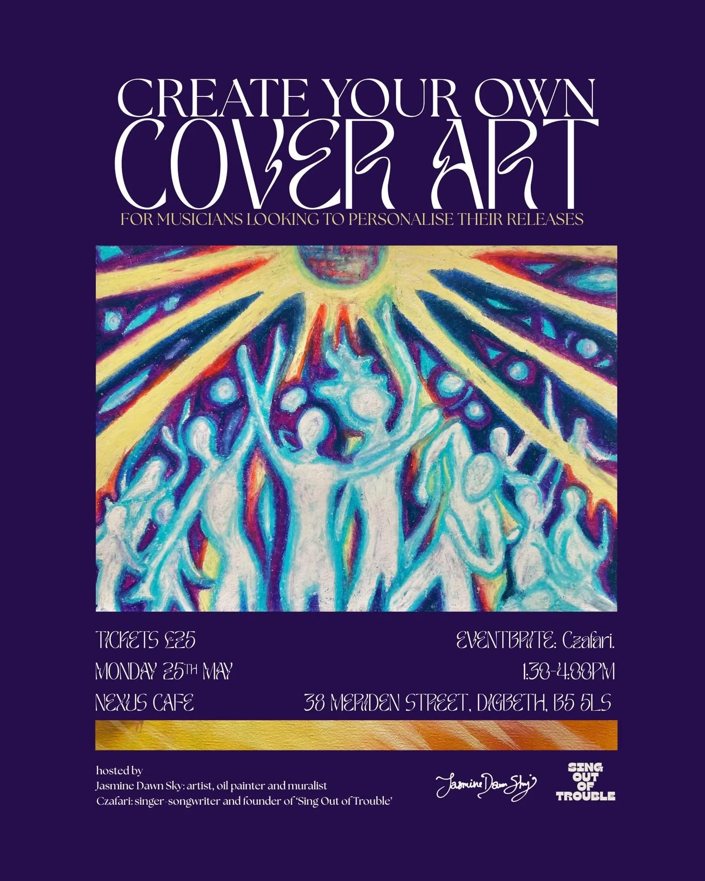 Ever wanted to design and create a piece of art to define an upcoming music release? This workshop will give you the chance!

This is your chance to bring your sound to life with collage, water or oil painting 🎨

⏰ 25th May, 1.30-4pm 
🎟️ &pound;25 