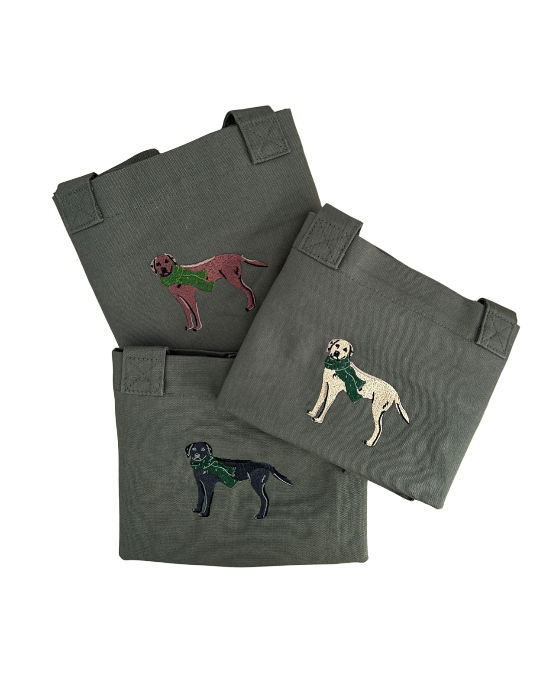 Scarf Season embroidered dog tote