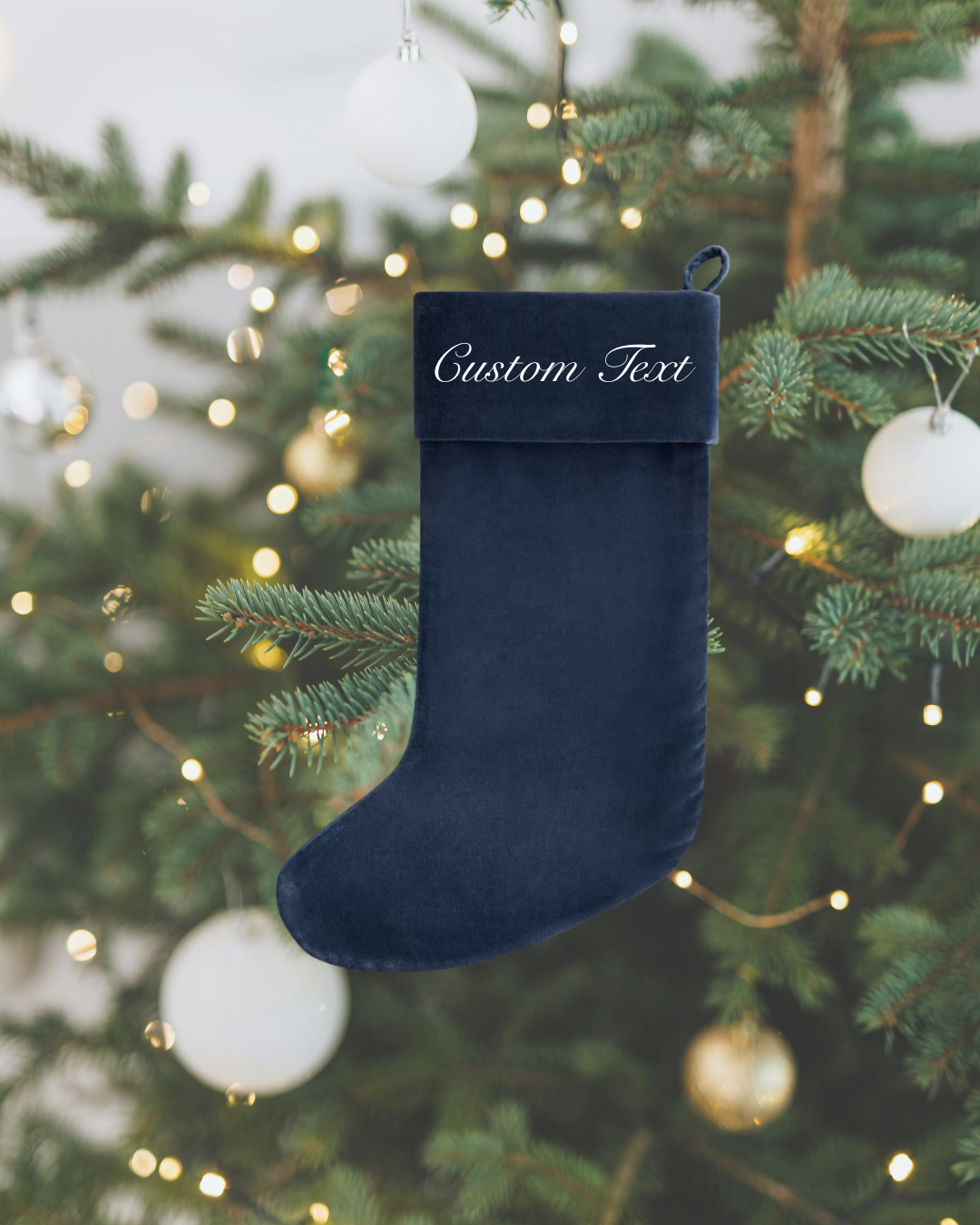 Deep Blue Cotton Velvet Stocking