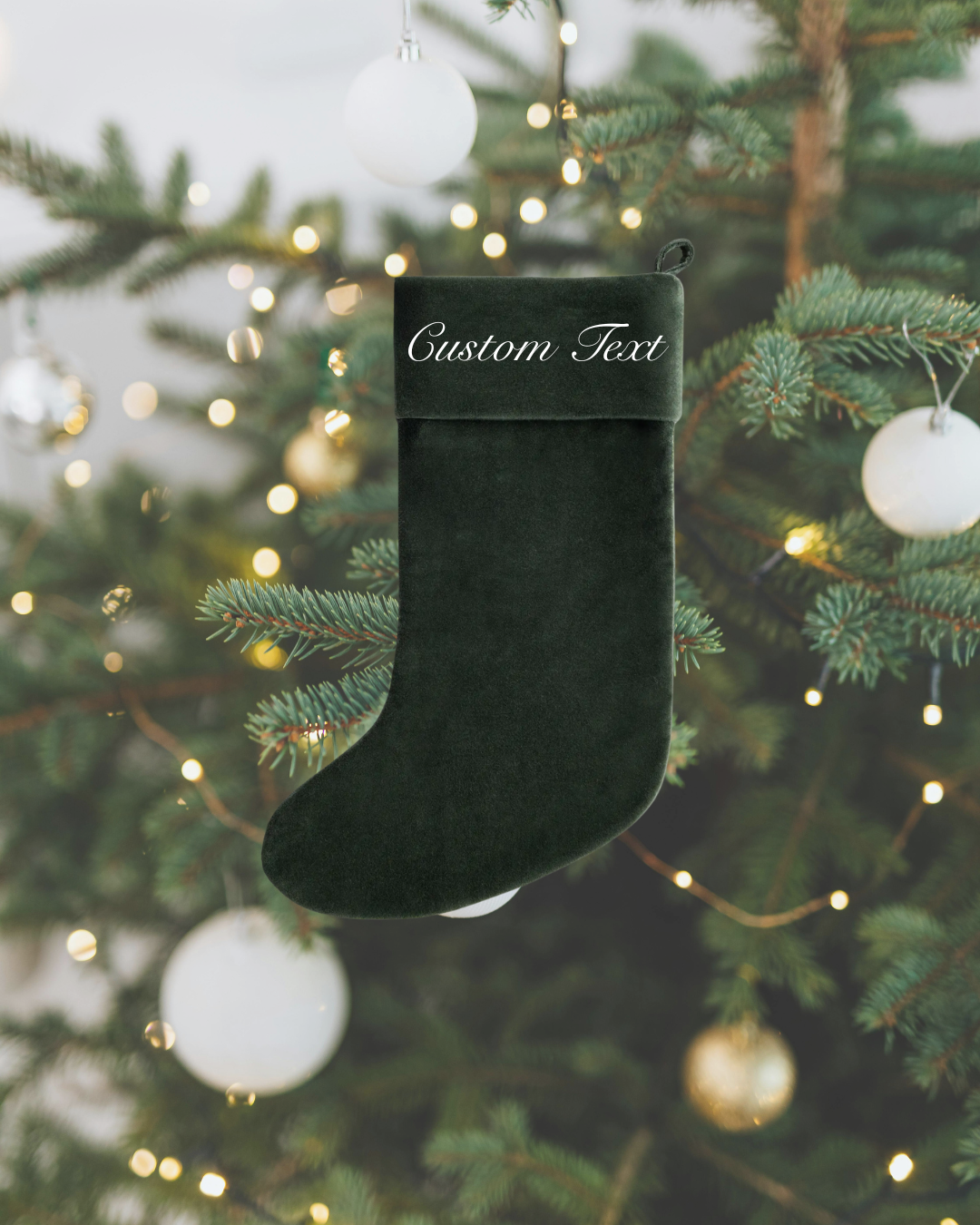 Green Cotton Velvet Stocking