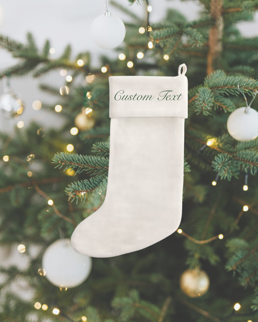 White Cotton Velvet Stocking