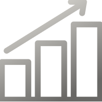 A gray bar graph showing an increasing trend with four bars of different heights