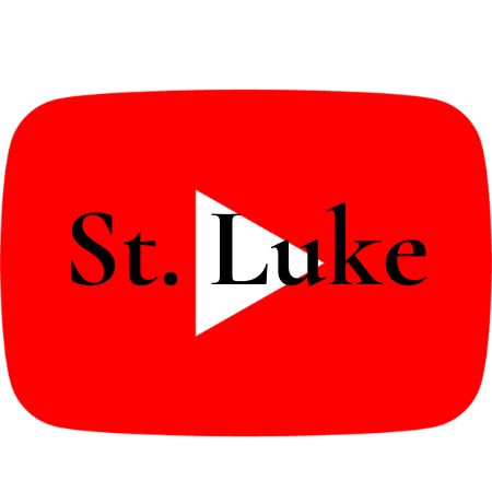 Red YouTube play button icon with the text "St. Luke" across it.