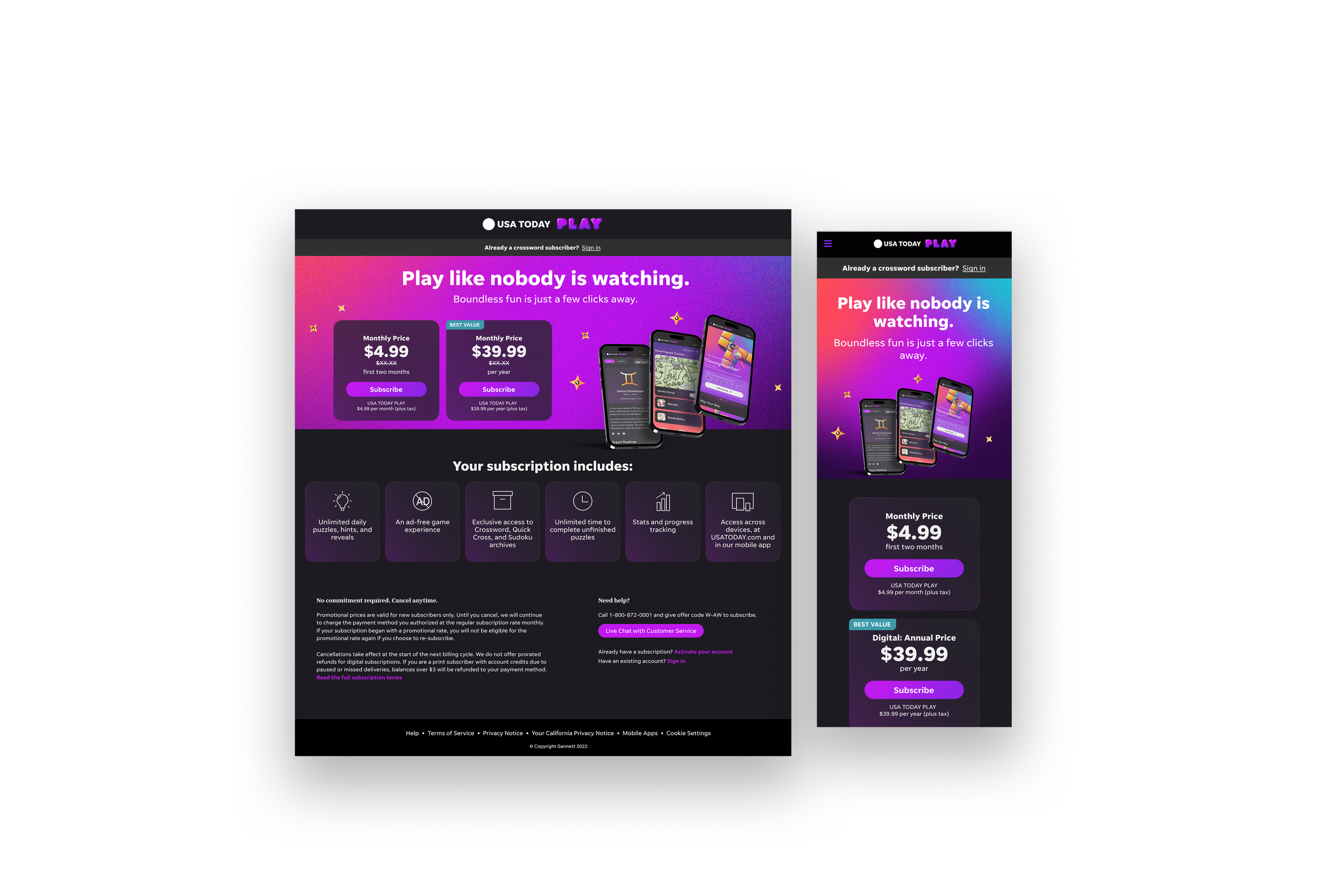 Screenshot of a subscription offer page