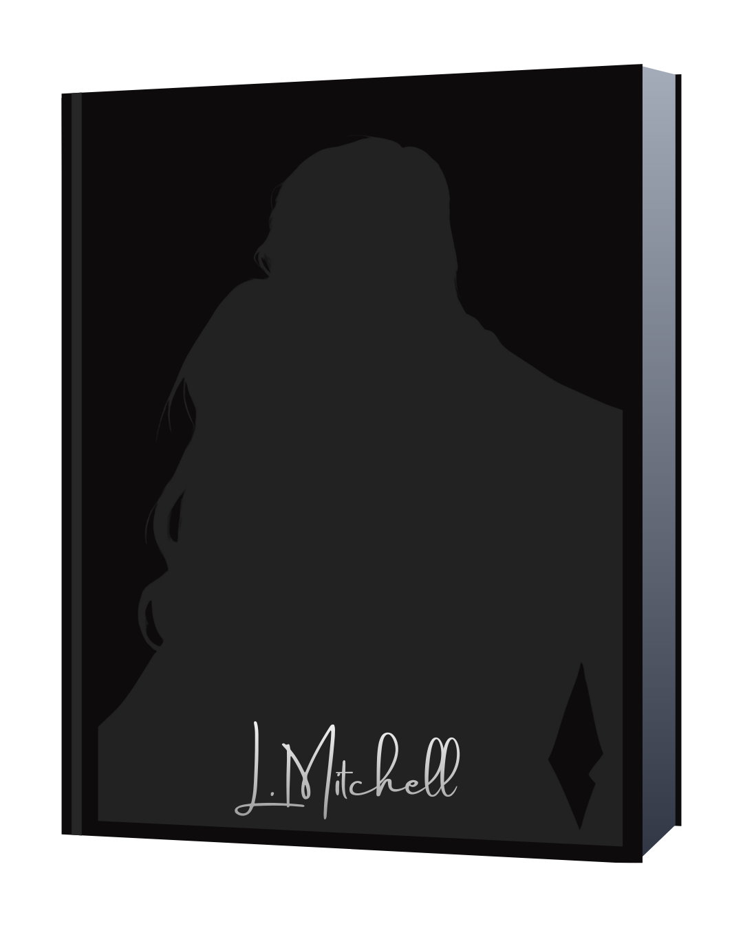 Book cover with a dark silhouette of a couple and the signature 'L. Mitchell' at the bottom.
