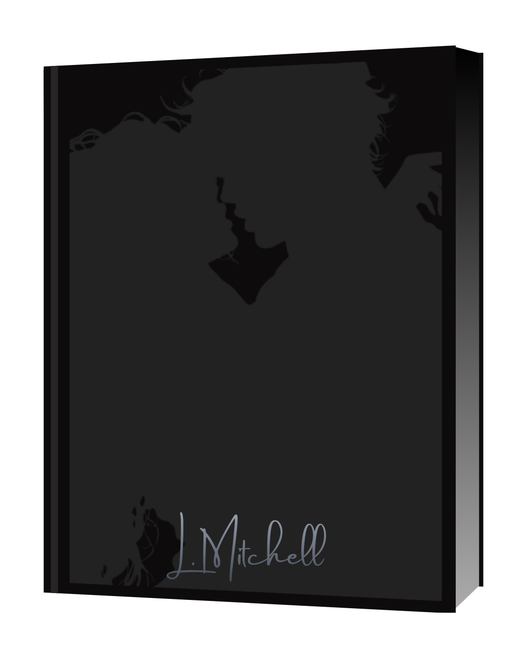 Book cover with a silhouette of a woman and a man facing each other, and the name 'L. Mitchell' at the bottom.