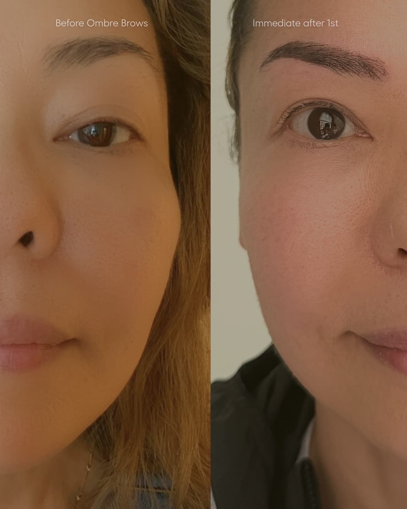 Before / after powder brows treatment on Japanese client